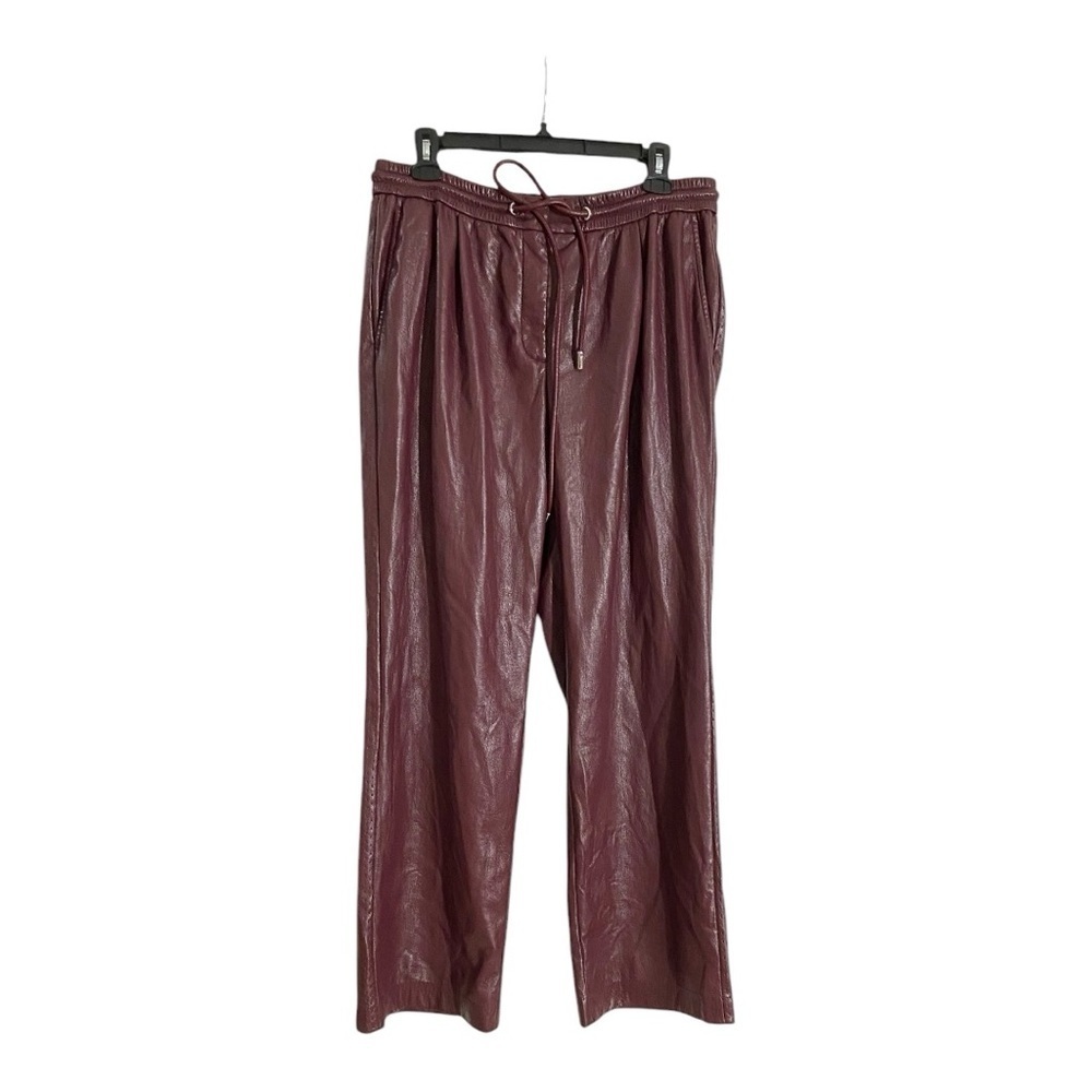 Boss Tareta Faux Leather Pant in Burgundy Wine Size 12 - Picture 4 of 8